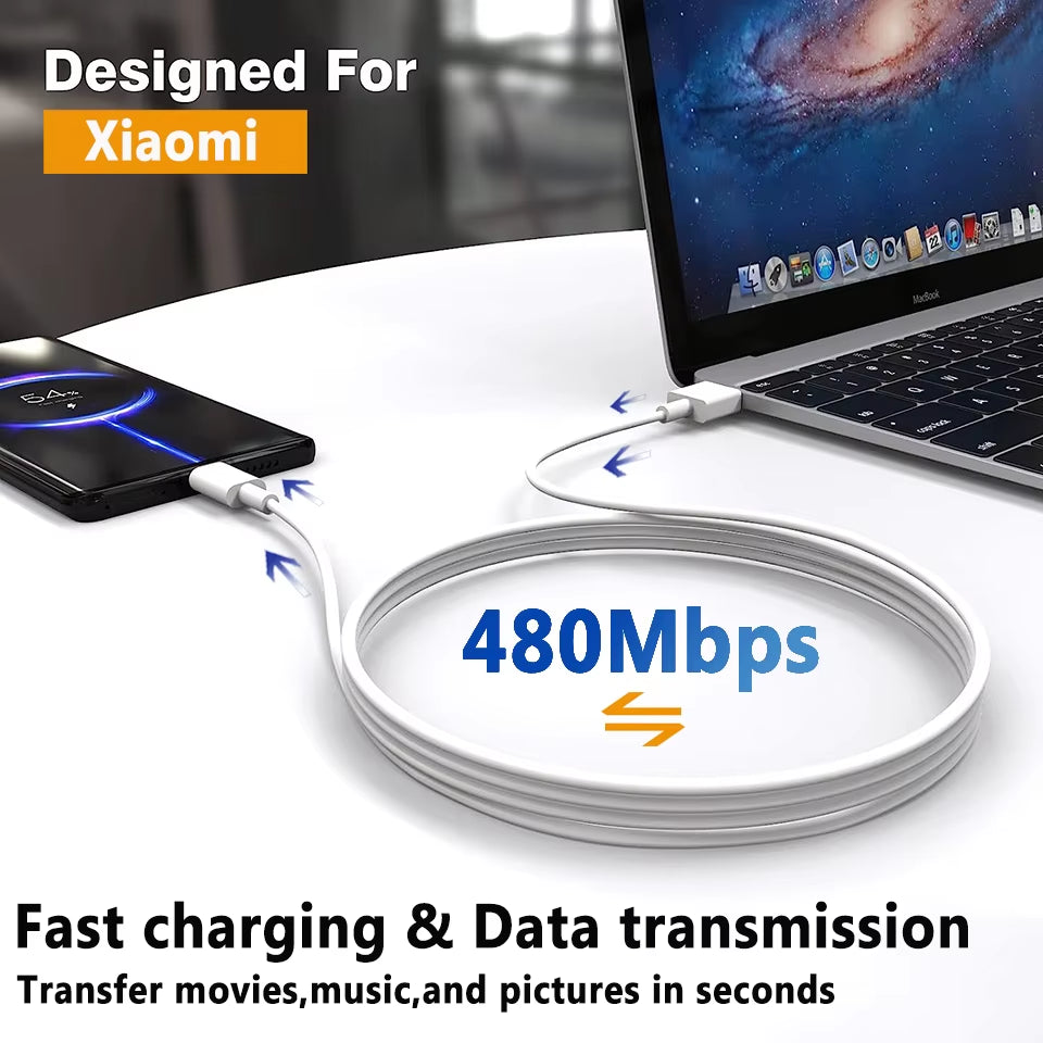 Original Usb Type C Cable 120W 100W 90W 67W 45W Turbo Fast Charger Mi 17 15 14 13 12 T Pro Ultra Poco F8 X8 X7 Redmi Note