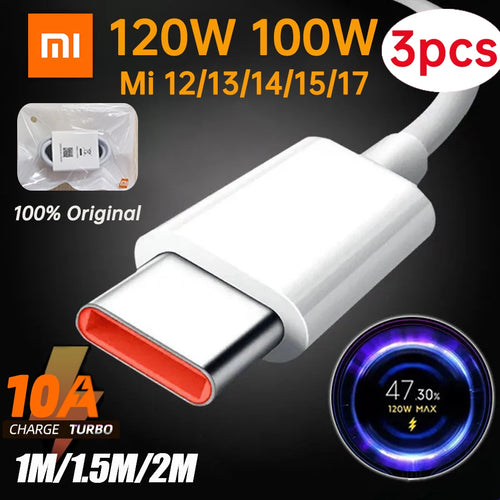 Original Usb Type C Cable 120W 100W 90W 67W 45W Turbo Fast Charger Mi 17 15 14 13 12 T Pro Ultra Poco F8 X8 X7 Redmi Note