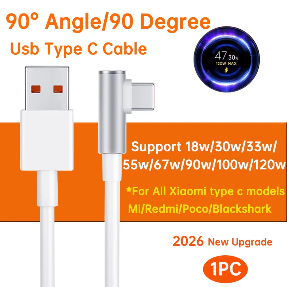 Original Usb Type C Cable 120W 100W 90W 67W 45W Turbo Fast Charger Mi 17 15 14 13 12 T Pro Ultra Poco F8 X8 X7 Redmi Note
