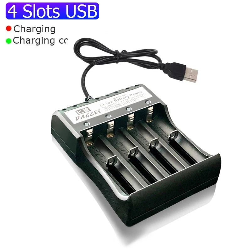 Cargador 18650 1/2/4 ranuras USB
